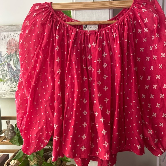 Free People Tops - Free People Red Floral Blouse